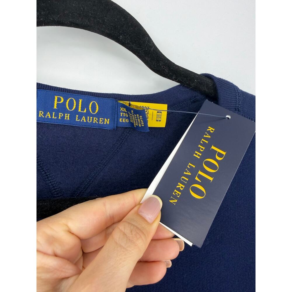 Polo Ralph Lauren Mens Logo Fleece Sweatshirt Size 2X Navy Crew Neck Preppy NWT - Picture 5 of 13